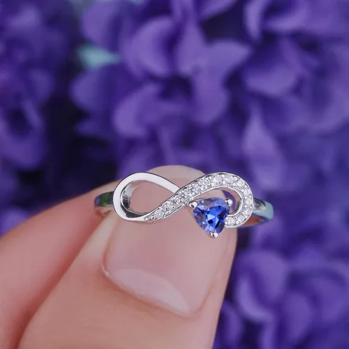 Miniatura 83 de Anillo Jo Wisdomo de compromiso. de plata esterlina, con corazón e infinito, anillo de amistad, para ella