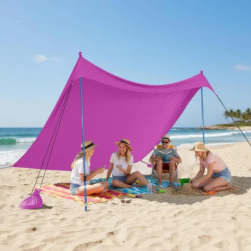 Miniatura 12 de CROWN SHADES Tienda de campaña de playa de 7 x 7, toldo de playa fácil de desplegar, UPF50+, 2 postes ajustables, turquesa