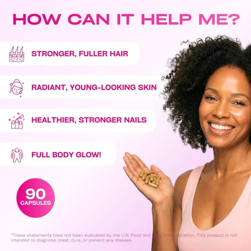 Miniatura 3 de GOBIOTIX Vitaminas para el cabello, la piel y las uñas para mujeres, 10,000 mcg de biotina, ácido hialurónico y MSM, 28 vitaminas con folato