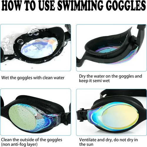 Miniatura 7 de EWPJDK Gafas de natación para niños, paquete de 2 gafas de natación antivaho sin fugas para niños de 3 a 15 años Negro & Rosado