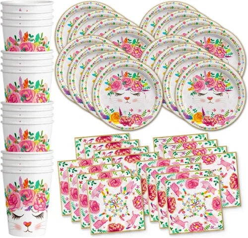 Miniatura 10 de Juego para fiesta de cumpleaños de dinosaurio T-rex rugiendo, equipo de abundantes suministros platos, servilletas, vasos de Vajilla para 16