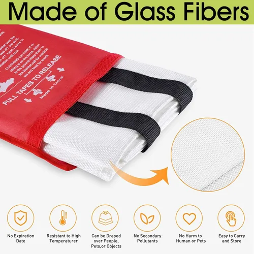 Miniatura 5 de Manta Ignífuga para Cocina Hogar Emergencia - Mantas de Fibra de Vidrio Supervivencia contra Incendios Retardante de Llamas Extintor Ideal