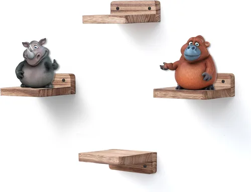 Miniatura 19 de Estante flotante pequeño, mini estante montado en la pared de 5 x 5 pulgadas, estante de madera rústica para dormitorio, sala de estar, baño, Gris