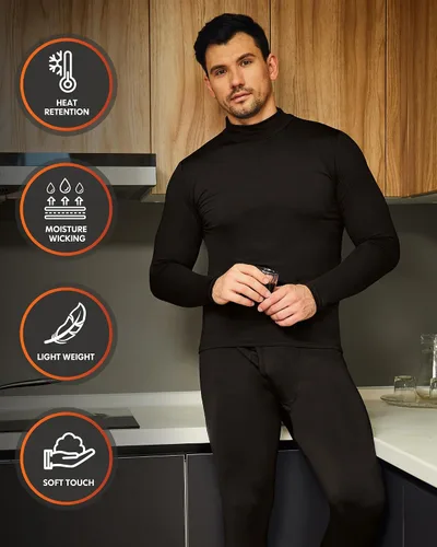 Miniatura 2 de CL convallaria 2 Pack Long Johns Thermal Underwear for Men Soft Fleece Lined Base Layer Cold Weather Set XS-4XL