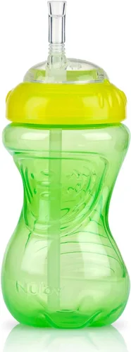 Miniatura 8 de Nuby Vaso antiderrames con popote flexible (paquete de 3) botellas de 10 onzas, vasos para sorber para niños pequeños de 12 meses en adelante, tazas