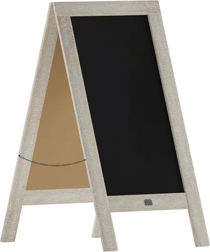 Miniatura 12 de Cartel en forma de "A" con pizarra de HBCY Creations: Letrero de madera maciza de 40x20 en forma de "A", pizarra rústica marrón de doble cara