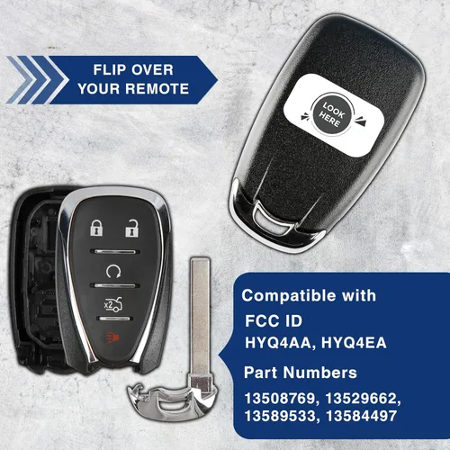 Miniatura 5 de KeylessOption Funda de Reemplazo para Llavero de 2016 2017 2018 2019 2020 Chevrolet Chevy Camaro Cruze Malibu Sonic, 5 Botones HYQ4AA, HYQ4EA, Sin