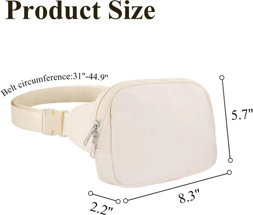 Miniatura 4 de Everywhere - Riñonera grande de 2 litros, impermeable para todas partes, para mujeres y hombres con correa ajustable, Blanco, Moda