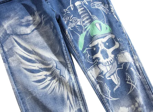 Miniatura 229 de Baylvn - Pantalones de mezclilla entallados y estampados para hombre con corte recto