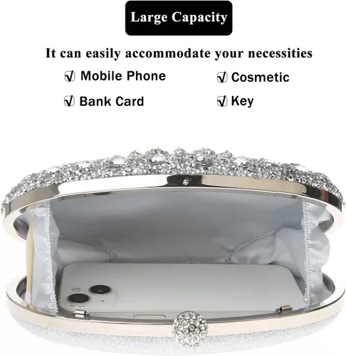 Miniatura 5 de COAIMANEY Bolso de mano con purpurina brillante para mujer, bolso de hombro para boda, fiesta, baile de graduación