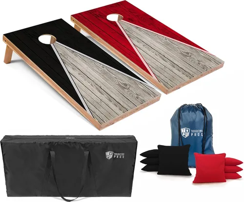 Miniatura 29 de Tailgating Pros Juego de tablero de Cornhole ligero con diseño piramidal con bolsas de frijoles y estuche de transporte, juego de cornhole