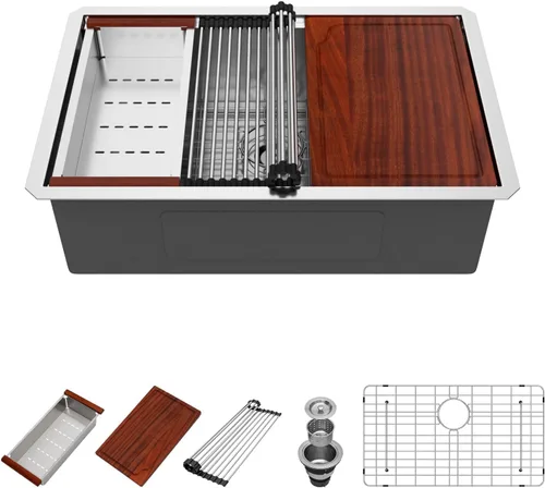 Miniatura 47 de Fregadero de Montaje Bajo de 13 Pulgadas - Beslend 13”x15”x9” Fregadero de Cocina de Acero Inoxidable de Montaje Bajo Calibre 16 Fregadero de Cocina