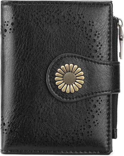 Miniatura 18 de SENDEFN - Carteras pequeñas para mujer, cartera compacta con bloqueo RFID, de cuero, plegable, con bolsillo para monedas y cierre, A-baby Azul