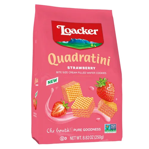 Miniatura 21 de Loacker Quadratini - Paquete grande de galletas de oblea variadas con sabor a frutas - Mezcla de limón, vainilla y yogur de frambuesa - Galletas