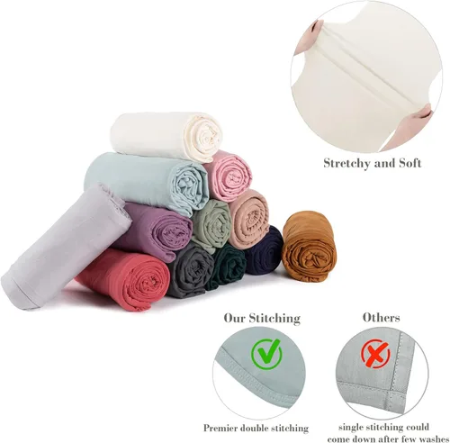Miniatura 4 de Manta grande de punto de jersey para bebé, manta de recepción suave y elástica para recién nacidos con sombrero, grande 47 x 47 pulgadas (natural)