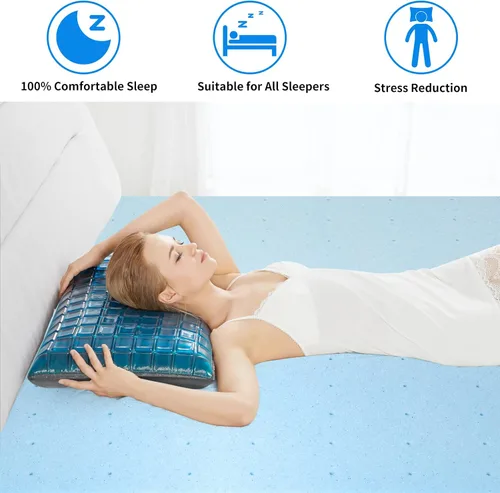 Miniatura 5 de BLKMTY Cubrecolchón King de 3 pulgadas, cubrecolchón de espuma viscoelástica ventilada con infusión de gel refrescante, colchón suave y transpirable