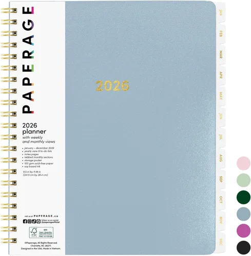Miniatura 33 de PAPERAGE Agenda semanal y mensual 2026, 12 meses (enero de 2026 a diciembre de 2026), 5.6 x 8 pulgadas, agenda 2026 de tapa dura con hojas semanales