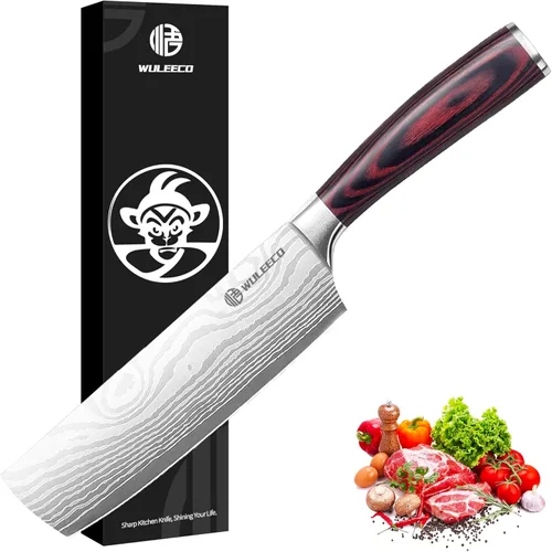 Miniatura 10 de Cuchillo de chef de 8 pulgadas, cuchillo de cocina afilado de acero inoxidable de alto carbono, cuchillo Gyuto mango ergonómico de madera, cuchillo