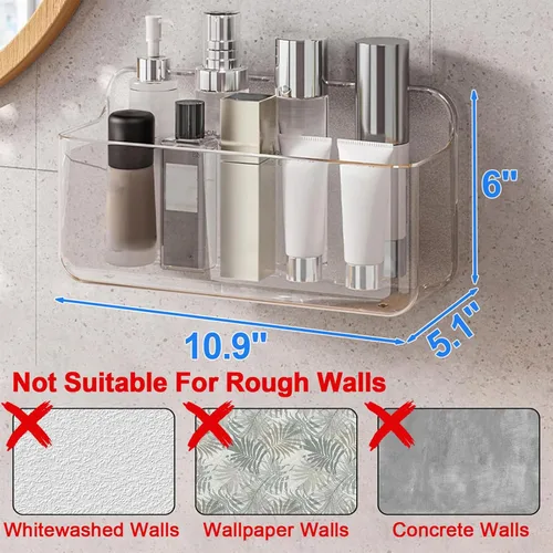 Miniatura 2 de Diesisa Organizador acrílico para montaje en pared, 5.1 pulgadas de profundidad x 10.9 pulgadas de ancho x 6 pulgadas de alto, organizador