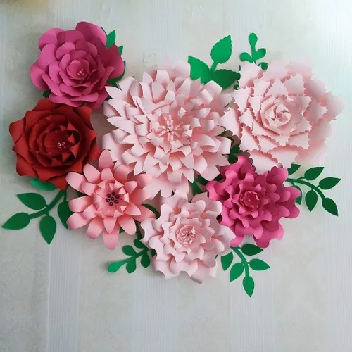 Flores de papel gigantes grandes Flores de Papel Gigante Flor de Rosa Gigante para Bebé Guardería Boda Decoraciones de Telón Tutoriales - (Color