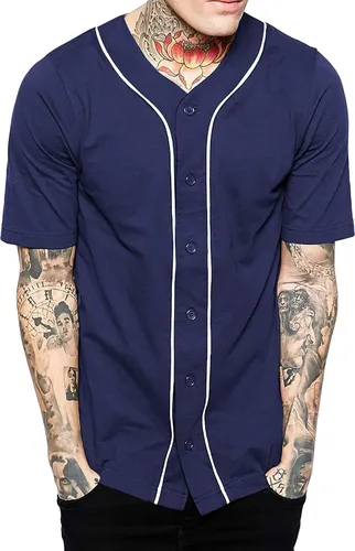 Miniatura 25 de Hat and Beyond camiseta de béisbol para hombre con botones hipster hip hop