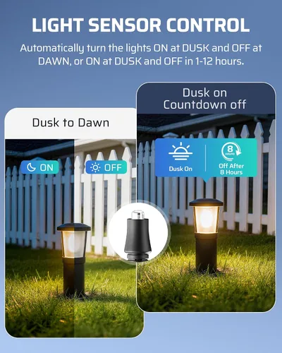 Miniatura 3 de DEWENWILS Transformador de bajo voltaje de 200 W con 3 salidas de control independientes, transformador de paisaje con temporizador y sensor