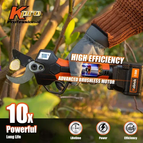 Miniatura 7 de Tijeras de poda eléctricas inalámbricas de 40MM, Tijeras de poda profesional Kebtek alimentadas por batería de 18V con motor sin escobillas, 2