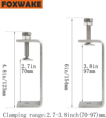 Miniatura 3 de Abrazaderas C de acero inoxidable de 3.8 pulgadas para montaje, abrazadera en U de metal resistente para trabajo de metal, abrazadera de escritorio