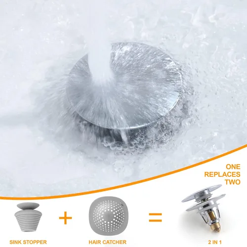 Miniatura 4 de Tapón universal para fregadero de baño, tapón de drenaje de fregadero de 1.1 a 1.5 pulgadas, colador de drenaje de lavabo desplegable tipo bala