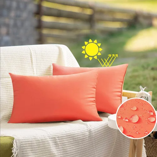Miniatura 41 de VAKADO - Juego de 2 fundas de cojín decorativas impermeables para exteriores, 16x16 pulgadas, para sofá, jardín, banco, porche, decoración de Aqua