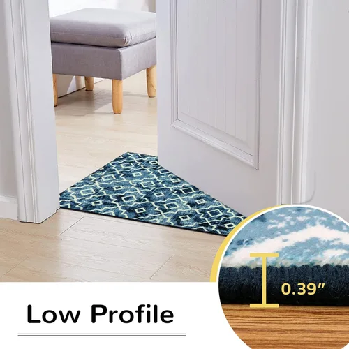 Miniatura 3 de Moynesa Alfombra marroquí lavable de 2 x 3 pulgadas, pequeña, azul, para cocina, baño, suave, antideslizante, de pelo bajo, moderna, geométrica