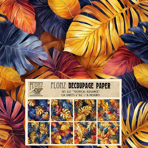 Miniatura 5 de Decoupage - Paquete de papel (24 hojas de 6 x 6 pulgadas) modernos patrones florales gitanos FLONZ papel de patrón vintage sin costuras para Dos