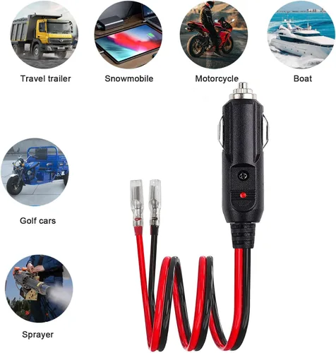 Miniatura 6 de Enchufe de encendedor de cigarrillos de 12 V con cables, conector macho resistente de 12 voltios, fuente de alimentación de 15 y 20 amperios