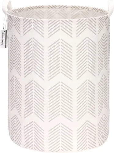 Miniatura 17 de Sea Team. - Cesta grande de 19.7 pulgadas, con recubrimiento impermeable, textil de algodón ramio, plegable, cesta para lavandería, cesta cilíndrica