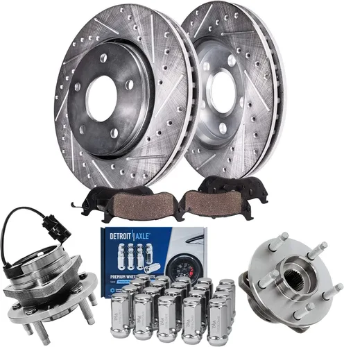 Miniatura 45 de Detroit Axle - Rotores de freno para Ford 2013-2019 Explorer Taurus Flex Lincoln MKT MKS, rotores de freno de disco ranurados perforados de repuesto