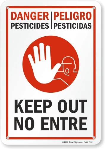 SmartSign Cartel bilingüe "Danger - Pesticidas, Keep Out, Peligro - Pesticidas, No Entre", impresión digital, plástico HDPE de 55 mil, rojo, negro y