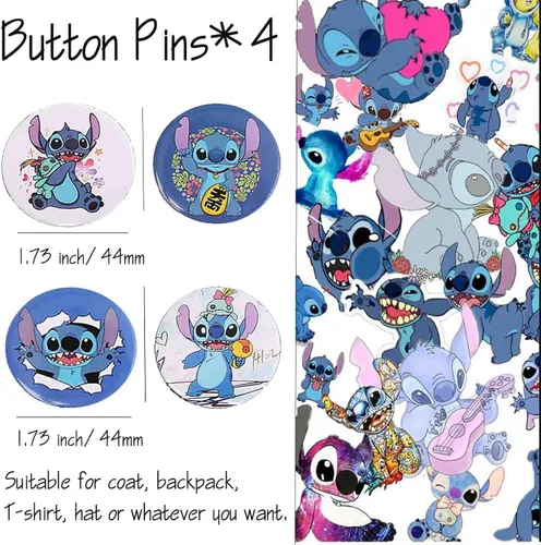 Miniatura 6 de EMISOO Stitch Merchandise Stuff Set de regalo para niñas, bolsa con cordón de dibujos animados de Stitch Anime, cordón para llavero, pulseras