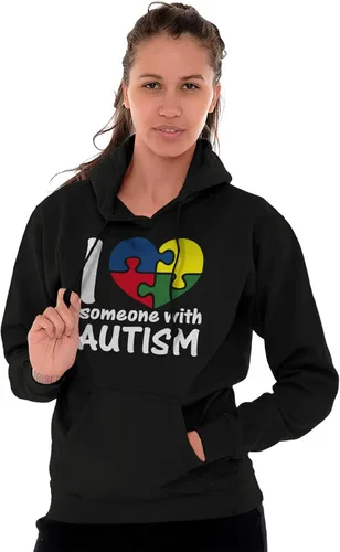 Miniatura 3 de Brisco Brands I Love Someone with Autism Puzzle Sudadera con capucha para mujeres y hombres