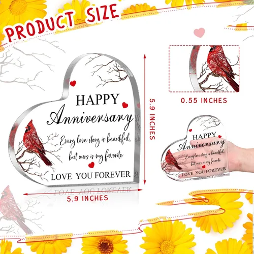 Miniatura 2 de Yulejo Regalo cardenal de feliz aniversario para mujeres, regalo de aniversario de boda acrílico para ella, él, pareja, esposa, marido, novia, novio