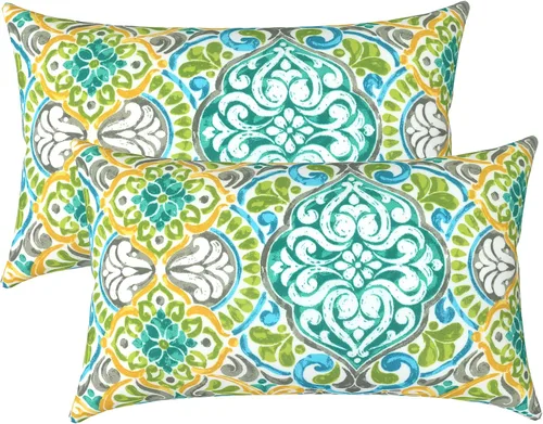 Miniatura 127 de LVTXIII Juego de 2 almohadas lumbares para patio, 12 x 20 pulgadas, resistentes a la decoloración, para exteriores con interiores, cojines lumbares