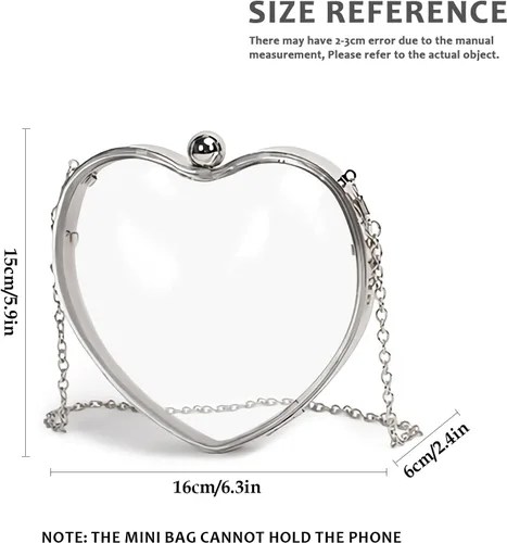 Miniatura 2 de LAKSMI Bolsos de mano de noche de acrílico transparente para mujer, con forma de corazón, lindo bolso con correa de cadena