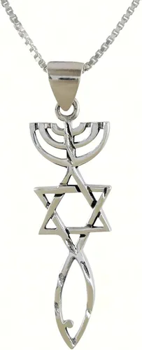 Miniatura 2 de AJDesign Colgante de plata de ley con sello mesiánico, joyería religiosa espiritual, collar injertado con cadena