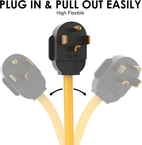 Miniatura 6 de Adaptador de secadora de 4 clavijas a 3 clavijas secadora más antigua a casa más nueva 1 pie 30 amperios con cable de tierra de seguridad NEMA