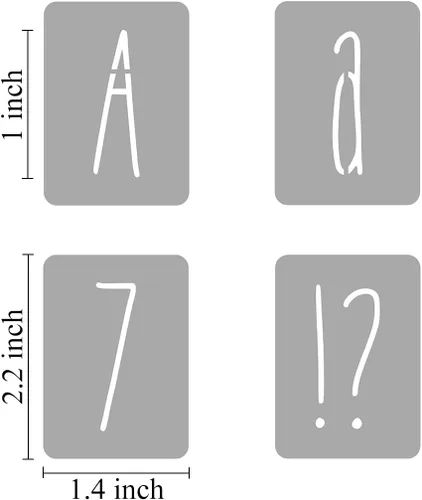 Miniatura 6 de Plantillas de letras del alfabeto de 1 pulgada para pintar, paquete de 70 plantillas de letras y números con letreros para pintar sobre madera