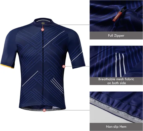 Miniatura 4 de Santic Camiseta de ciclismo para hombre, manga corta, camisas de ciclismo de montaña, chaqueta de bicicleta con bolsillos