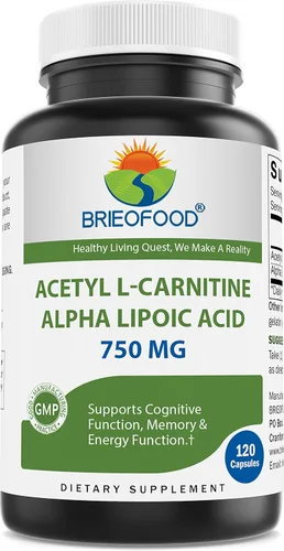 Brieofood Acido acetil L-carnitina alfa lipoico (ALA ALC) 750 mg 120 Cápsulas