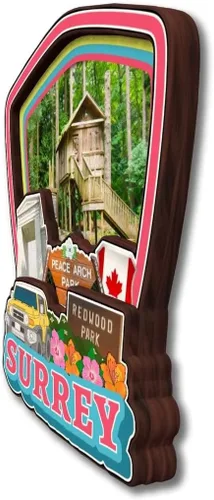 Miniatura 3 de Surrey British Columbia Canadá - Imán para nevera de madera 3D hecho a mano para viaje, ciudad recuerdos, nevera, regalo para decoración del hogar