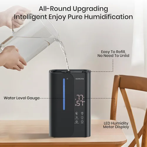 Miniatura 6 de OGACFO Humidificadores de niebla fría de 5 litros para dormitorio, habitación grande, humidificador de aire inteligente ultrasónico de llenado