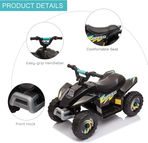 Miniatura 5 de Aosom 6V ATV para niños de 4 ruedas, vehículo con batería y motor eléctrico, cuatrimoto con cambio de marcha hacia adelante/en reversa para niños