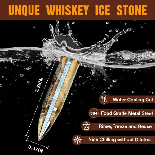Miniatura 2 de Regalos para hombres, papá, día del padre, regalo de cumpleaños de hija, hijo, esposa, niños, piedras de whisky con caja de madera, ideas únicas Oro